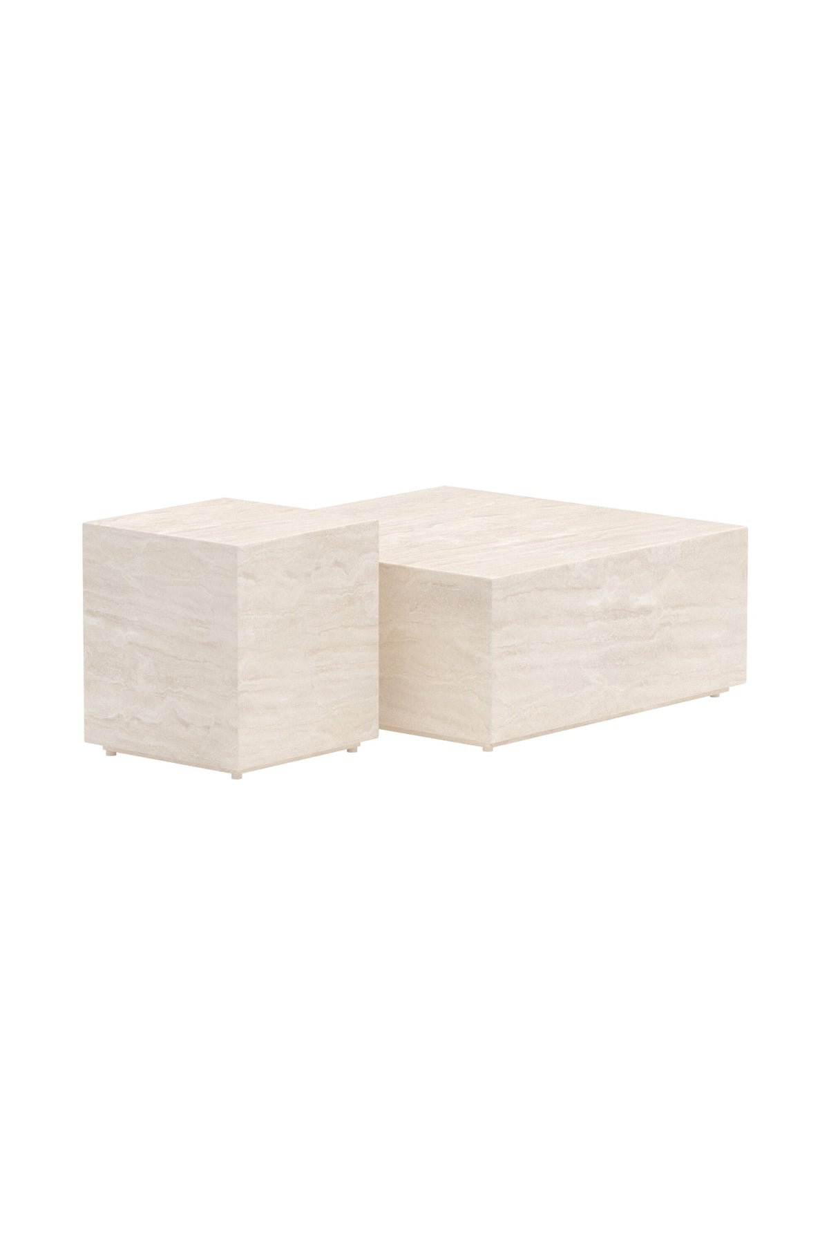Lissabon sidobord i 2-pack 40x40x45 cm och 80x80x35 cm beige
