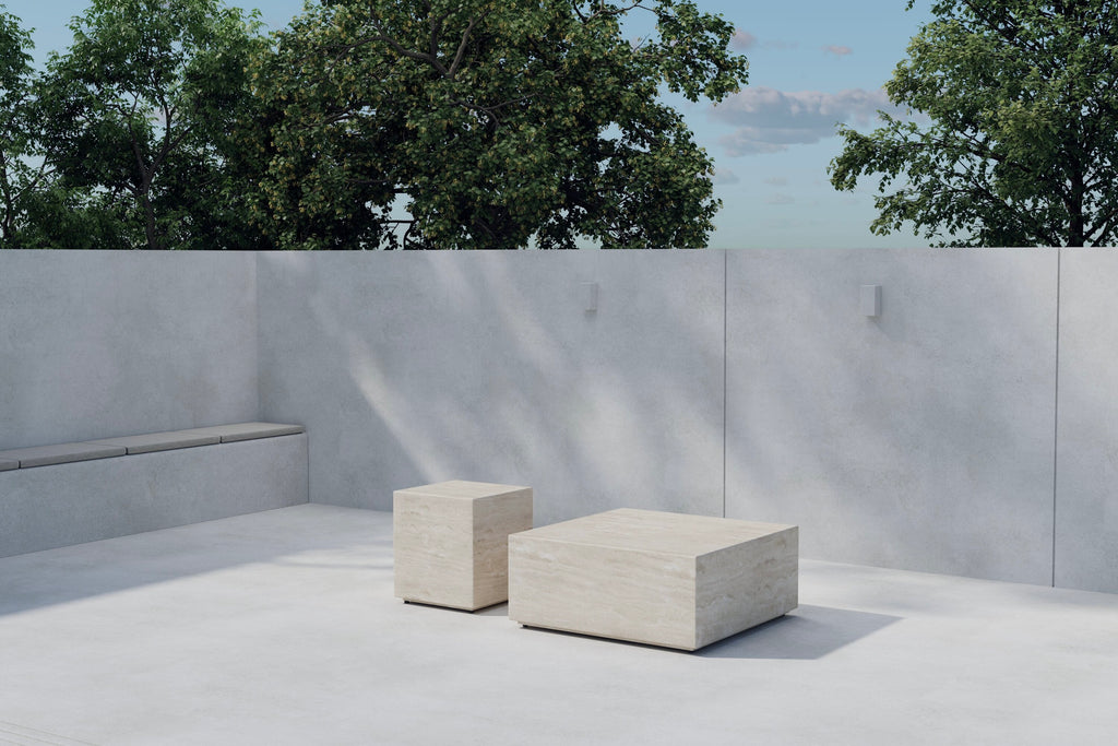 Lissabon sidobord i 2-pack 40x40x45 cm och 80x80x35 cm beige