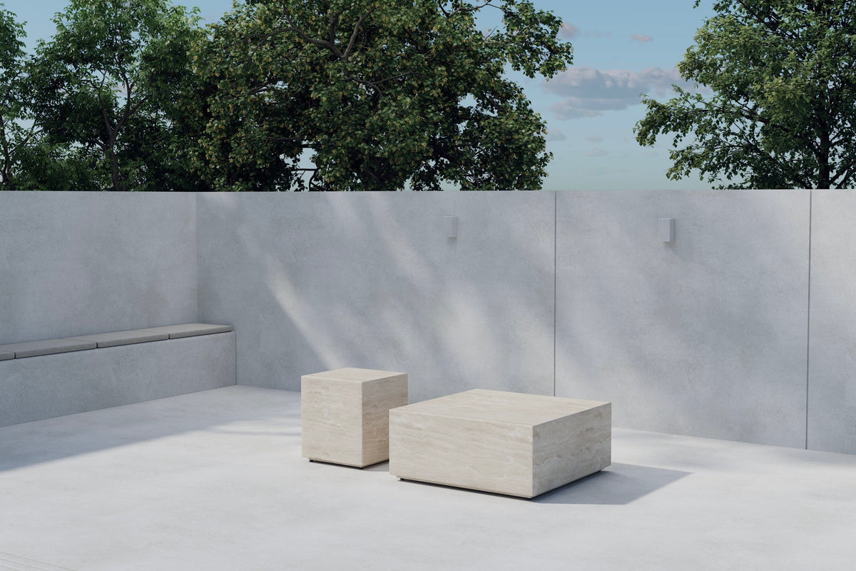 Lissabon sidobord i 2-pack 40x40x45 cm och 80x80x35 cm beige