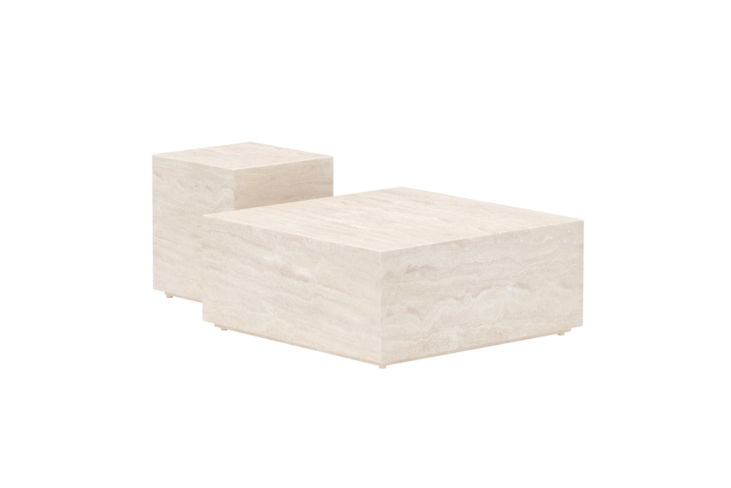 Lissabon sidobord i 2-pack 40x40x45 cm och 80x80x35 cm beige