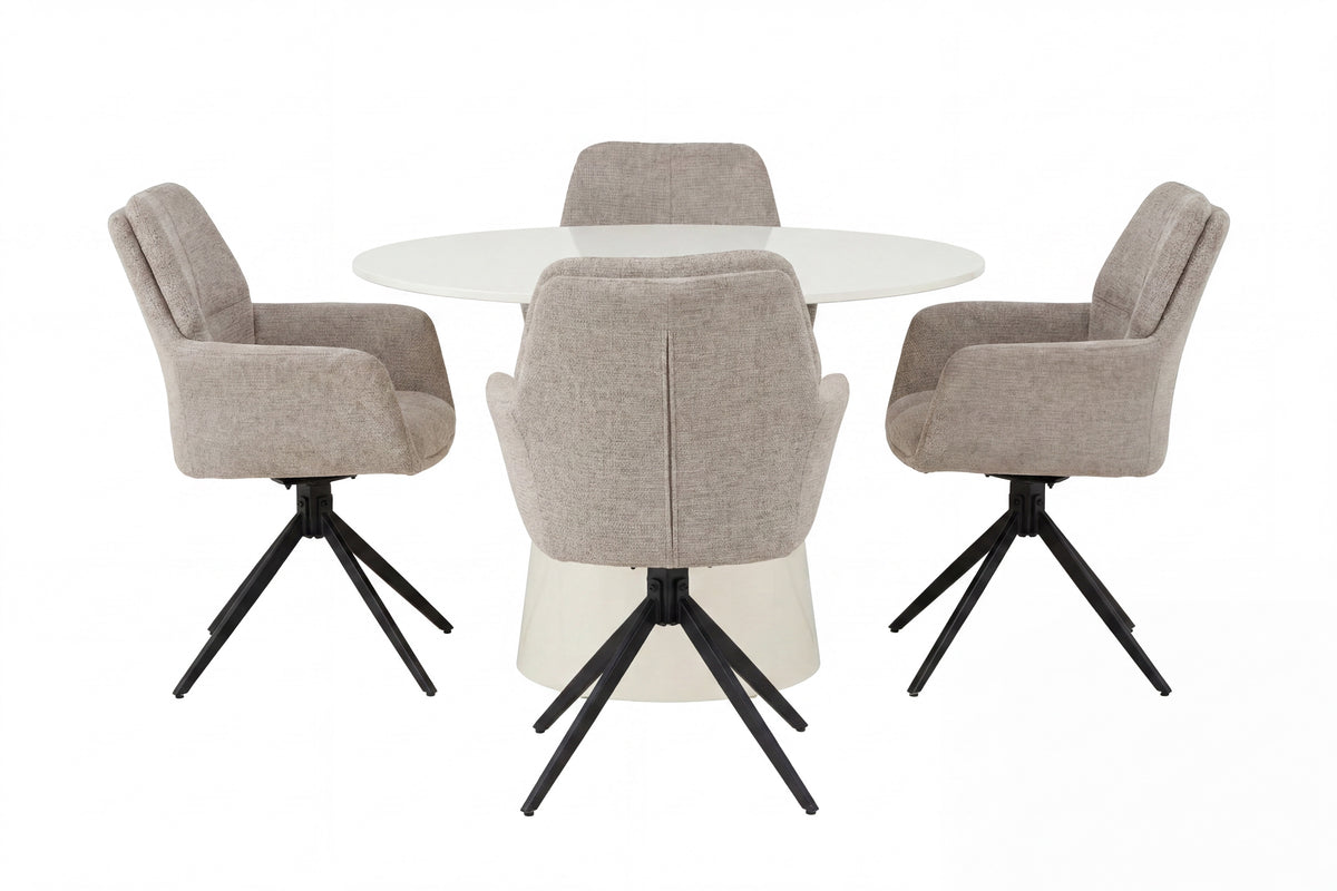 Lanzo matbord Ø120 cm med Manchi matstolar 2-pack