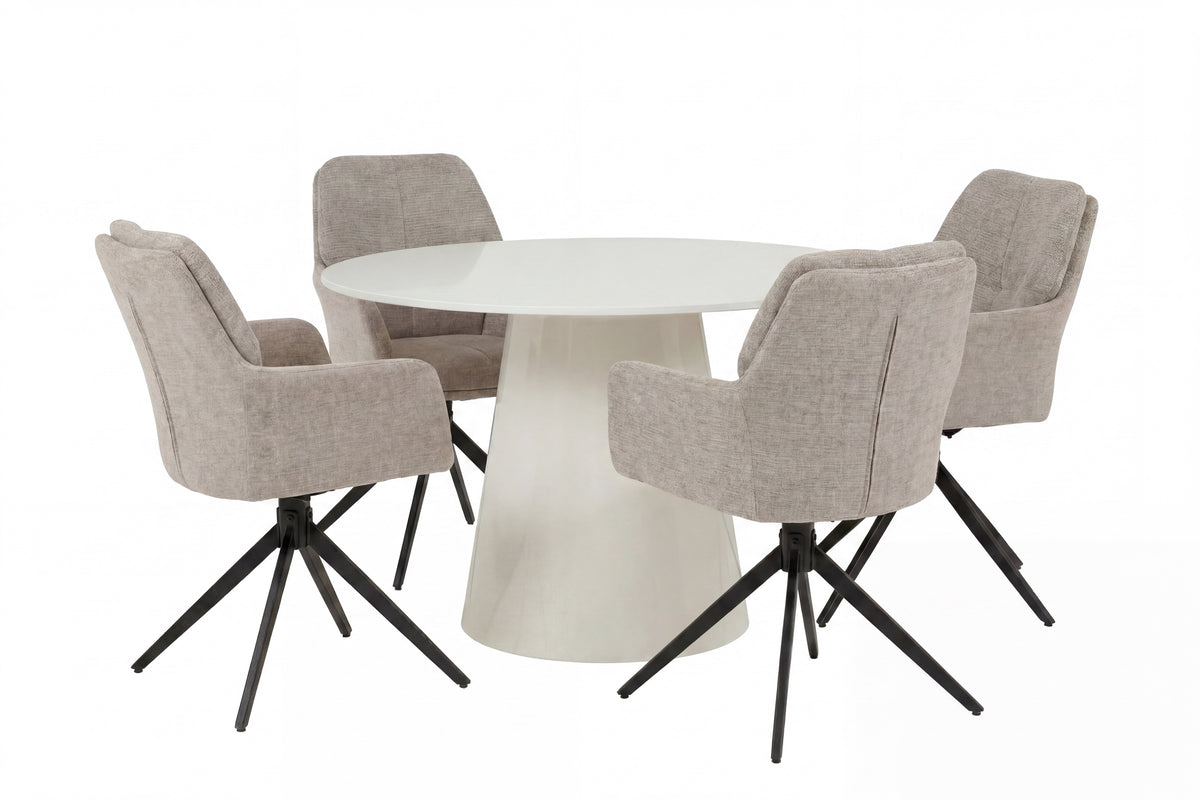 Lanzo matbord Ø120 cm med Manchi matstolar 2-pack