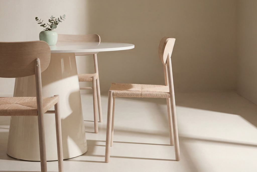 Lanzo matbord Ø120 cm med Polly matstolar