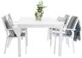 Marbella matbord 160/240*100*H75 vit med Copacabana stapelbar stol vit aluminium