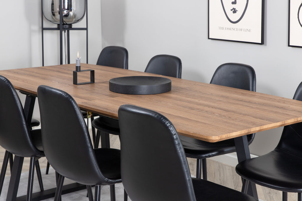 Inca/Polar rektangulär matgrupp 160/200x85x75 cm svart/oljad ek