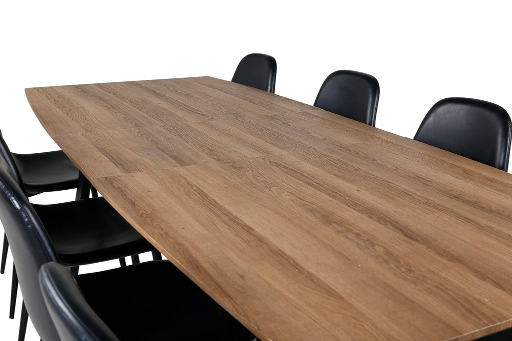Inca/Polar rektangulär matgrupp 160/200x85x75 cm svart/oljad ek