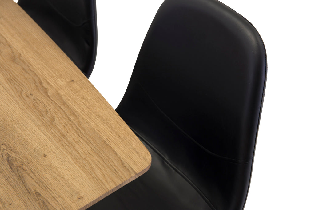 Inca/Polar rektangulär matgrupp 160/200x85x75 cm svart/oljad ek