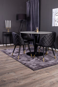 Razzia matbord grå terazzo/svart 106 cm med Velvet matstol mässing