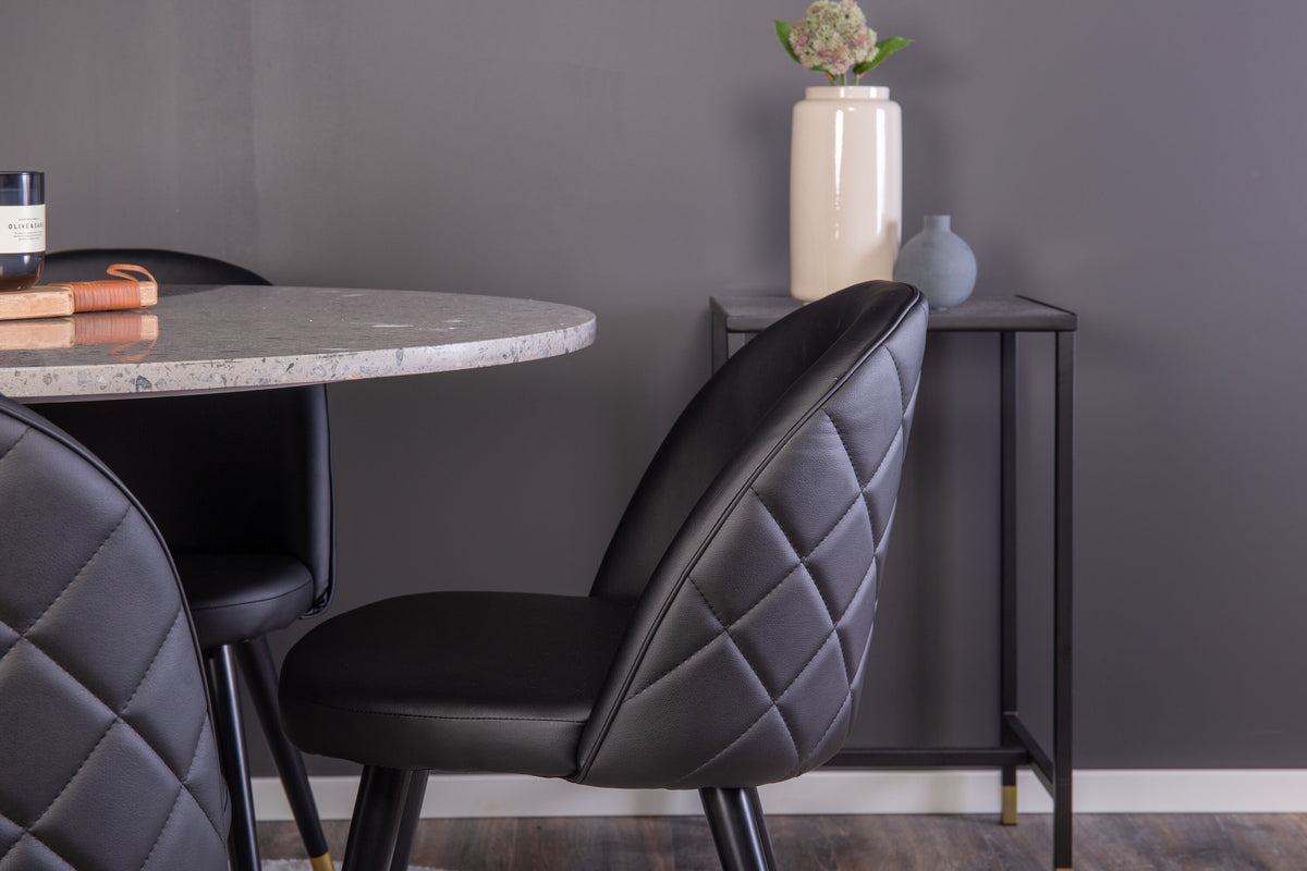 Razzia matbord grå terazzo/svart 106 cm med Velvet matstol mässing