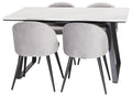 Estelle matbord vit marmor/svarta ben 140x90 cm med Velvet matstol svart